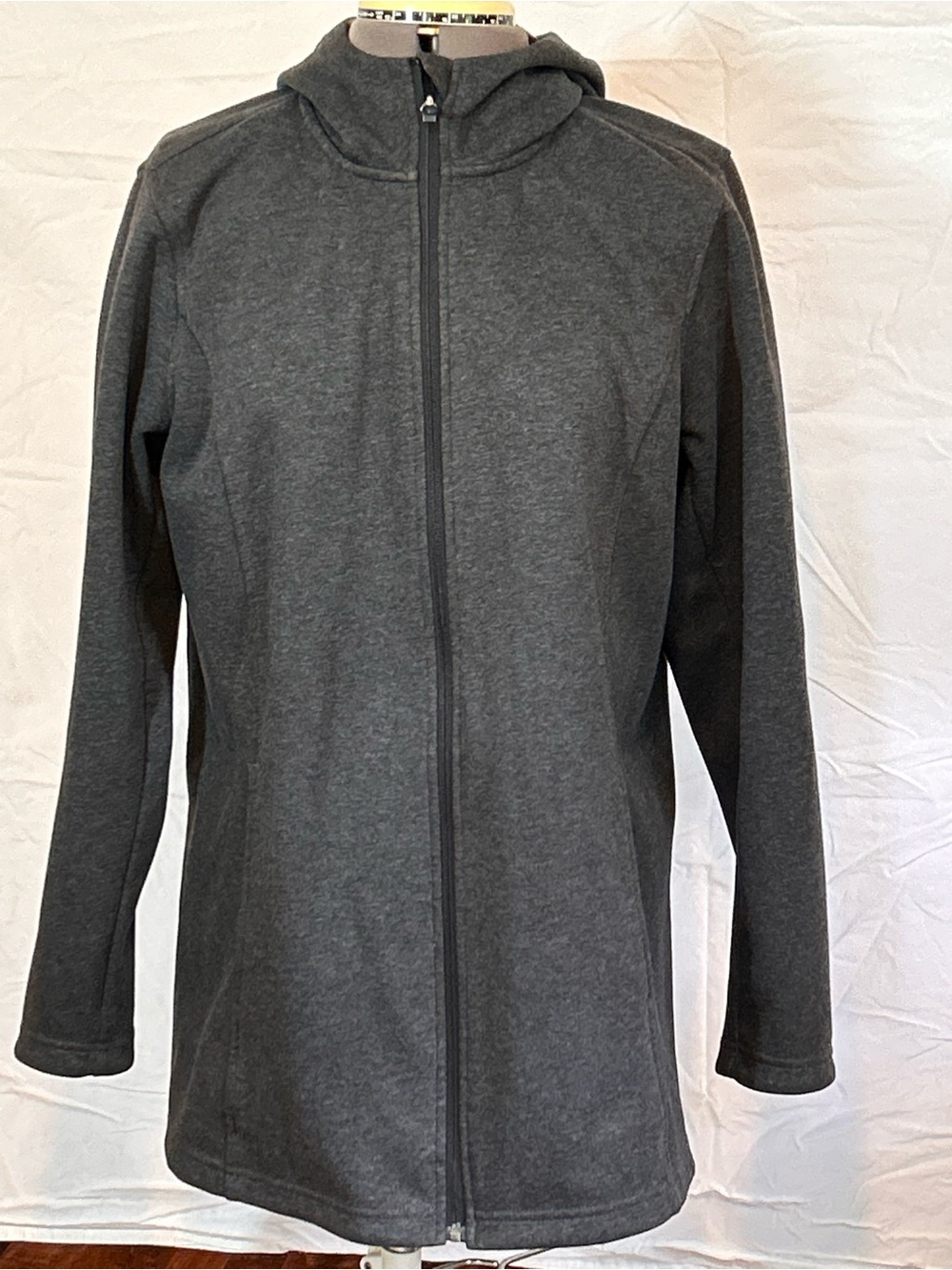 Lands' End Woman’s Charcoal Zip-Up Hooded Sweatshirt Jacket